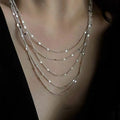 Personalized S925 Sterling Silver Shiny Multilayer Chain Charm Necklace for Women Wholesale