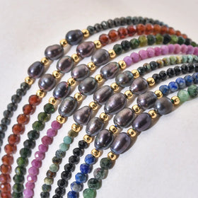 2mm Faceted Natural Stone Bead Friendship Natural Freshwater Pearl Tiny Bracelet for Women Girl Adjustable Fashion Jewelry