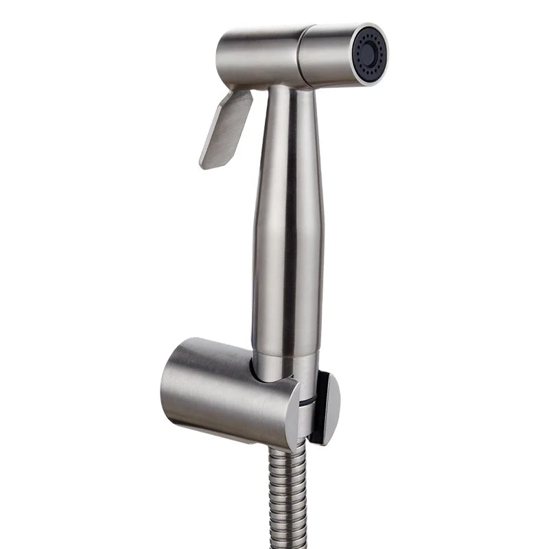 Hot Selling Wholesale   Spiral Hose High Pressure Shattaf Bracket Bathroom Shower Shattaf Toilet Sprayer Set Faucet Accessories