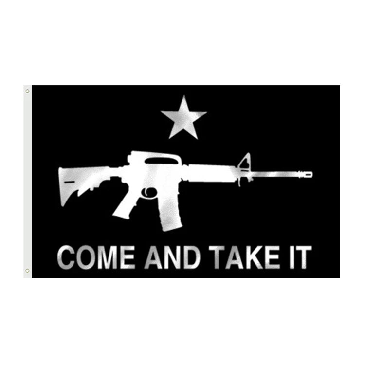 Fast Delivery Lightweight Portable 3x5ft Polyester Screen Print Flag with Customizable Colors 2nd Amendment 'Come and Take It'