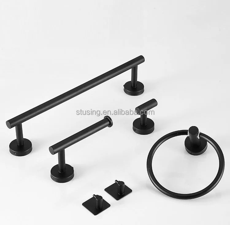 Stainless Steel 7-Piece Modern Design Bathroom Accessories Set Wall-Mounted Single-Layer Towel Rack 40CM Length