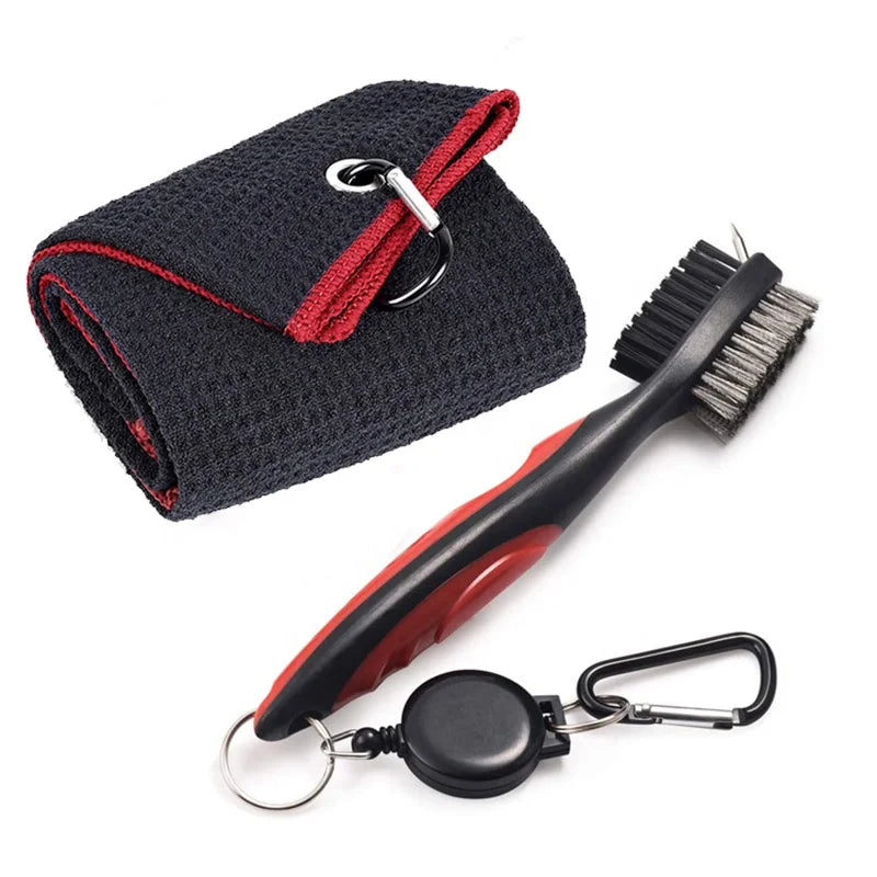 OEM ODM Factory Direct Wholesale Custom Logo Waffle Fabric Sports Towel PVC Brush Cleaning Set Golf Accessories