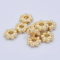 Tiny Gold Tone Metal Beads Copper Flower Loose Beads 6mm Daisy Spacer Beads for Jewelry Making Supplies