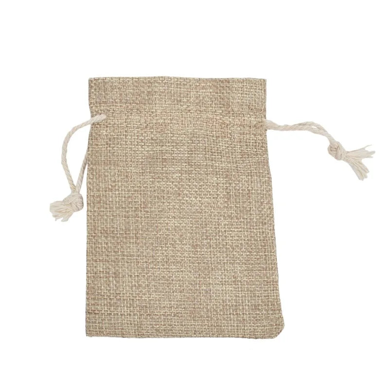 Custom Logo Recyclable Folding Jute Drawstring Pouch with Rope Handle  Party Favor Festivals Dustproof Small Jewelry Gift Bag