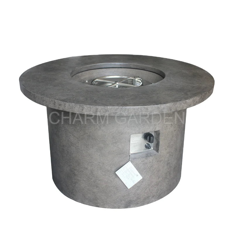 CHARM GARDEN Modern Art Grey Gas Rectangle Fire Pit Coffee Table with GRC Material CE & US Certified Outdoor Patio Heater