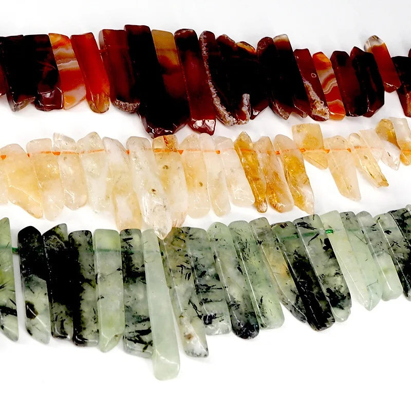 Irregular Rough Gemstone Stick Loose Beads Stick Loose Beads Point Top Drilled Gemstone Sticks