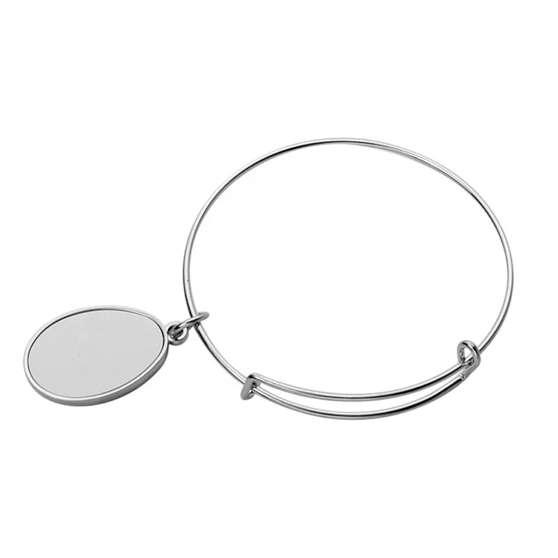 Sublimation Silver Printed Double-sided Blank Oval Bracelets
