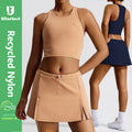 Women's Eco-friendly Gym Fitness Sets Breathable & Recyclable Basic Medium Length Tank Top & Short Tennis Skirt Two Piece Set