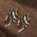 Go2boho Handmade New Women's Drop Earrings Colorful Flower Geometric Design with Glass Beaded Fringe Bohemian Tassel Style