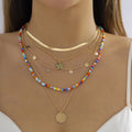 2023 New French Retro Handmade Beaded Everything Collars Simple Daisy Love Snake Bone Chain Necklace