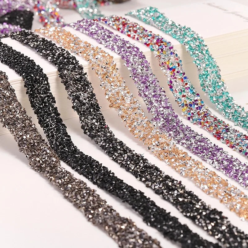 Different Sizes Glitter Crystal Mesh Roll Trimming Rhinestones Hot-Fix for Clothing Shoes Bags