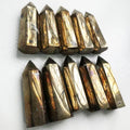 Raw Pyrite Stone Crystal Tower Natural Hand Carved Pyrite Crystal Point Healing Crystals Wand for Decoration