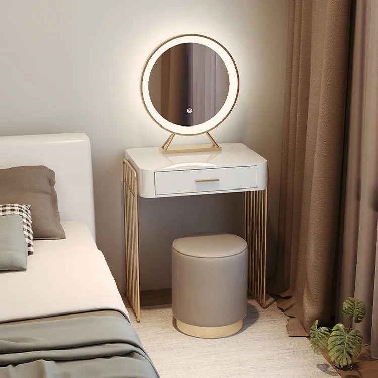 Light Makeup Dresser Antique Wooden Dressing Table for Bedroom Vanity Table Set With Light Mirror