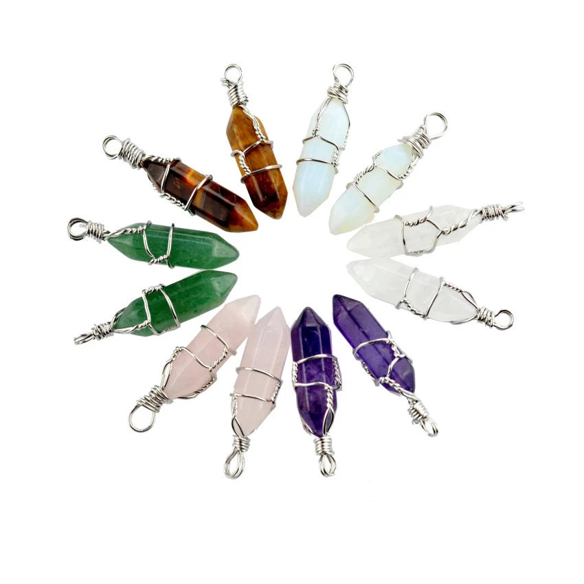 Women's Fashion Necklace Natural Turquoise Quartz Crystal With Bullet Shape Healing Point Pendant on Fine Jewelry Chain