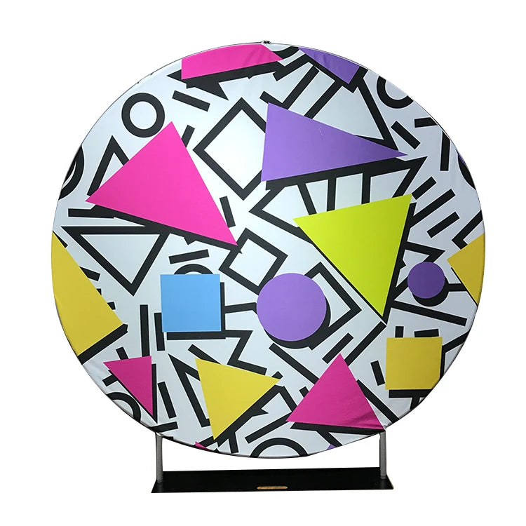 Portable Stretch Fabric Aluminium Circle Frame Round Display Backdrop Wall Stand With Plinth Cylinder Cover Table for Decoration