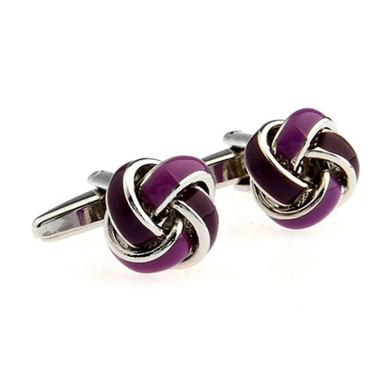 Wholesale Purple Enamel Love Knot Elegant Cufflinks Custom Mens Suit Shirt Fashion Accessory Wedding Tuxedo Trendy Jewelry Gift