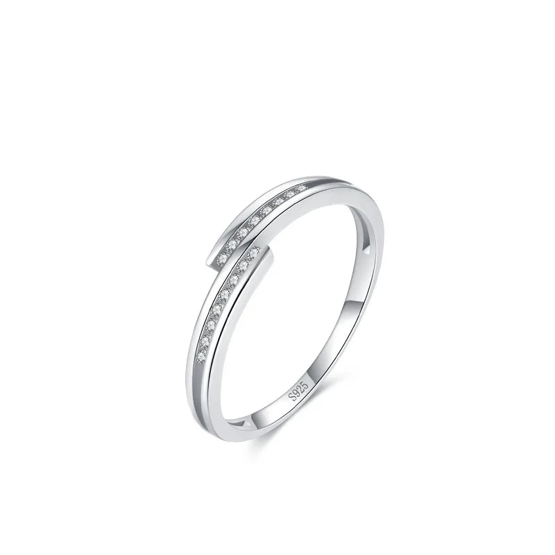 Fashion Simple Sterling Silver 925 Engagement Ring Ins Style Design Zircon Ring Gift for Girls