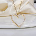 New High Quality  Pearl Love Heart Pendant Necklace Stainless Steel Chain Pearl Choker Necklace