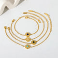 Wholesales New Trends 18k Gold Plated Stainless Steel Natural Stone Rounded Vintage Charm Bracelet