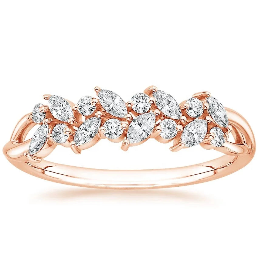 Graduation Gifts Women Men Friendship 18K Rose Gold  Arc Jewelry  Engraved Inspirational Jardiniere Moissanite Stackable Rings
