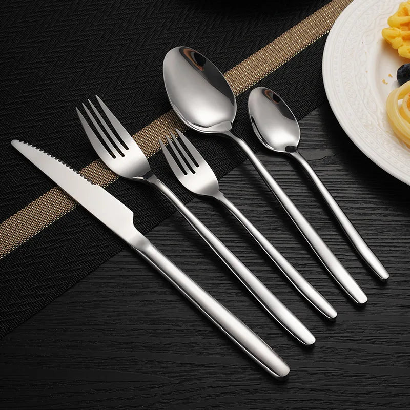 18/0 Restaurant Cutlery Stainless Steel Steak Knife Fork Spoon Silverware Steel Flatware Set