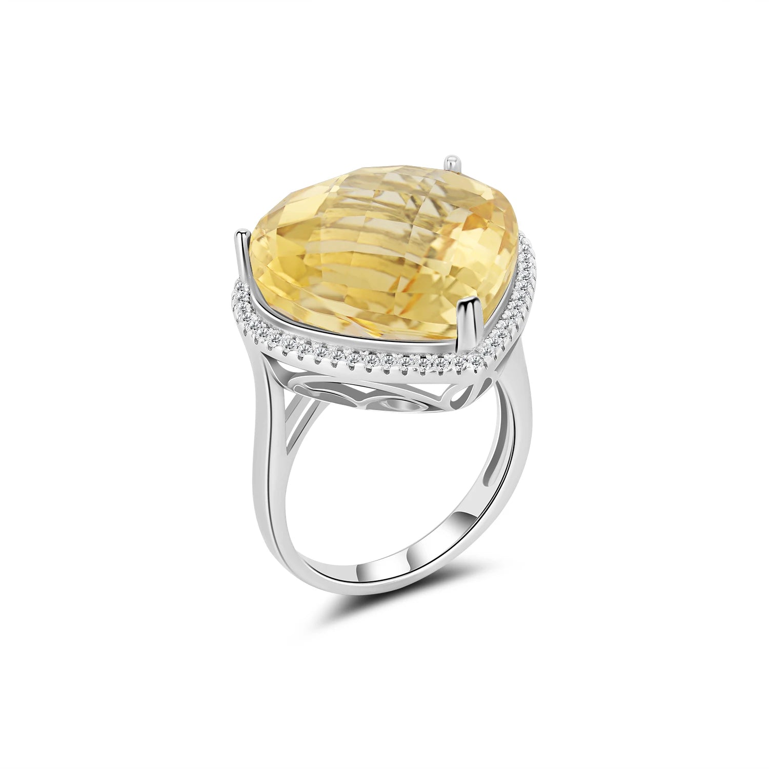 YBO Wholesale 925 Sterling Silver Trendy Pear Cut Citrine Wedding & Anniversary Rings for Women