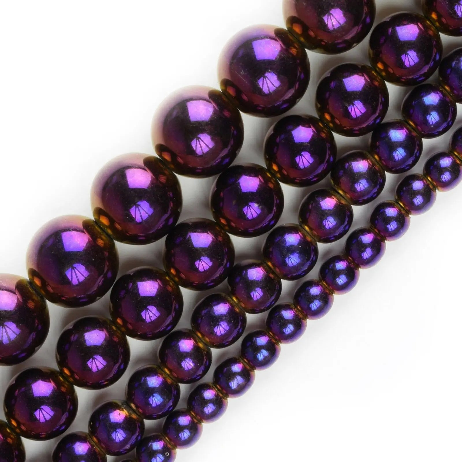 Wholesale Crystal Lampwork & Glass Beads Multiple Sizes Colorful Round Shape Hematite Stone Beads for Jewelry Making DIY