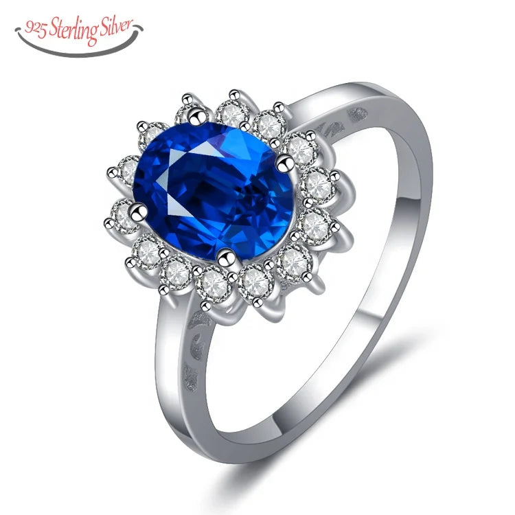 Classic 925 Sterling Silver Sunflower Ring Shiny Oval Cubic Zircon Ring Women Wedding Engagement Anniversary Party Ring Jewelry
