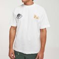 Men's Casual Breathable Cotton Jersey Regular Fit O-Neck Short Sleeve White T-Shirt with Pattern