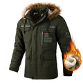 Men's Full-Zip Long Windproof & Waterproof Fleece Jacket Outdoor Parka Coat Style with Hood for Spring & Winter Hiking