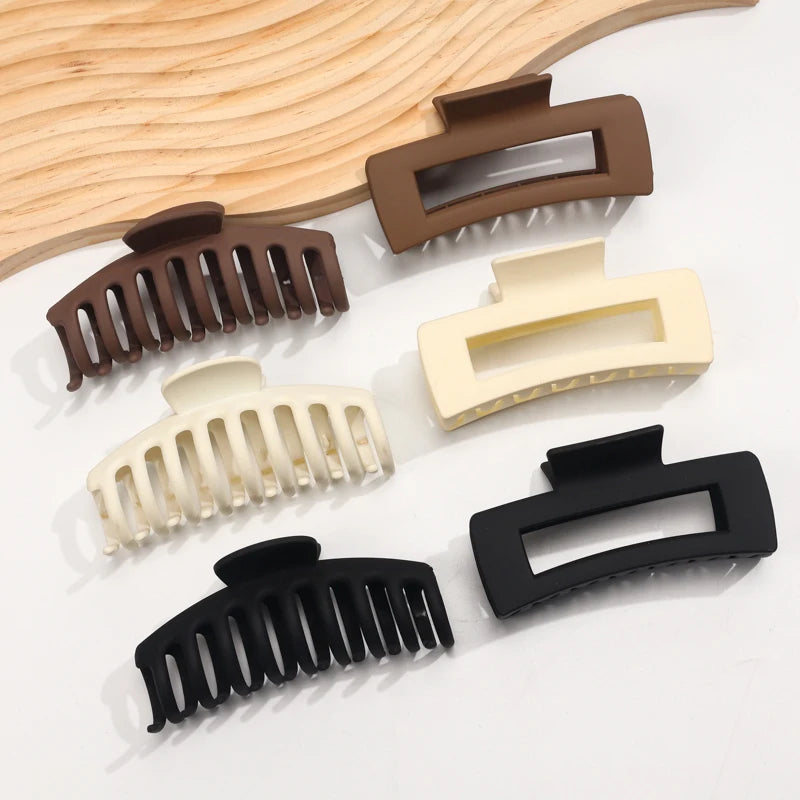 Hot Sale New 6pcs/Set Simple Hair Claws Women Matte Plastic Shark Hair Clips Set for Thick Hair