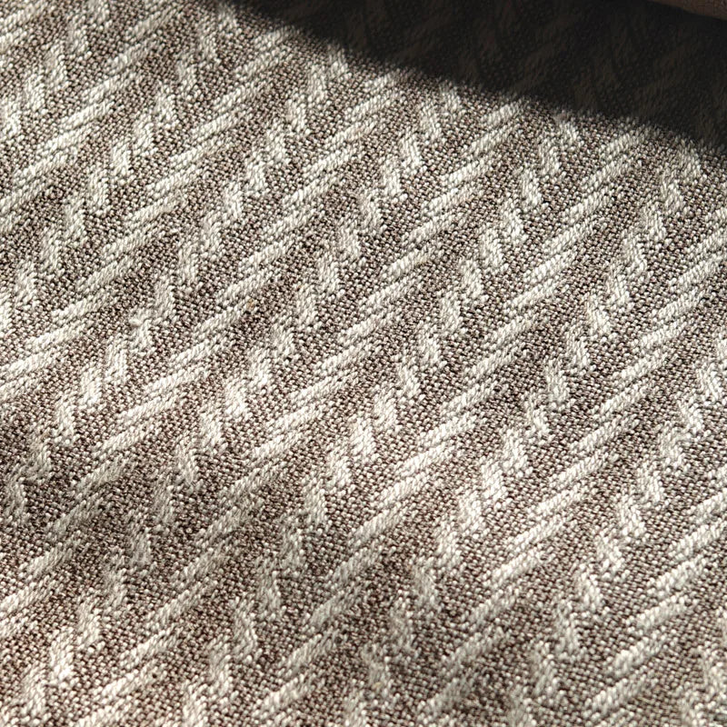 Extra Wide Grey Linen Cotton Blend Curtain Fabric Striped Knitted Designs Blackout Woven Technique for Home Decor with Samples