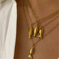 Summer Beach Elegant Fine Chain Necklace 18K Gold Stainless Steel Small Fish Pendant Necklace for Women