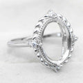 Semi Mount 10*14mm Sterling Silver Ring Empty Frame Blank Support Setting S925 Base Holder Without Center Stone for DIY Inlay