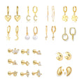 Custom Women Fashion 18K Gold Chunky Charm Earring Set Designer Korean Drop Star Pearl Flower Heart Stud Hoop Huggie Earrings