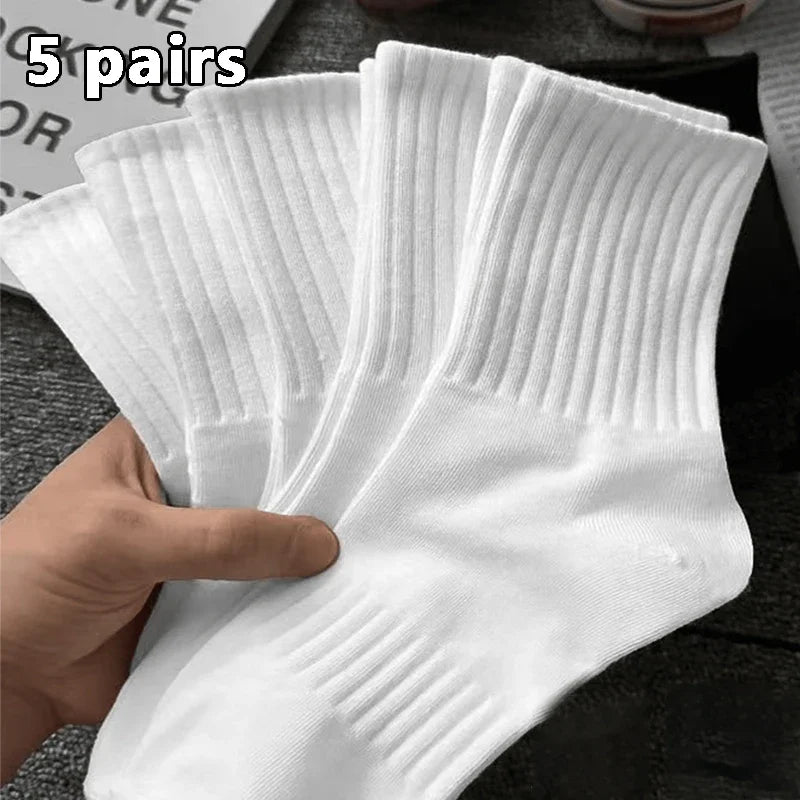 Of Autumn and Winter Man Mid Length SocksWhite Anti OdorSweat AbsorbingBreathable Sports Sock