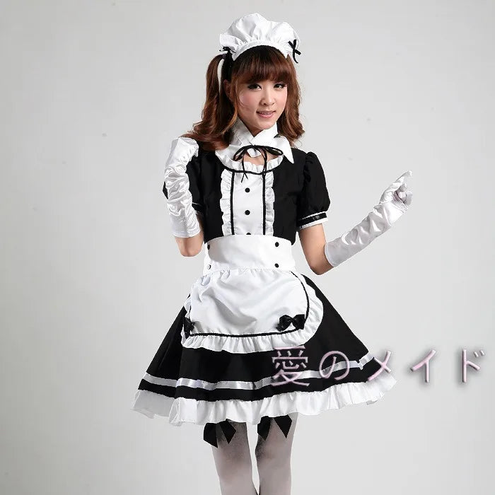 Black and White Cute Akihabara Cosplay Costume Anime Maid Show