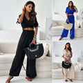 2025 European and American Women's Clothing Popular Solid Color Short-sleeved Pantsuit