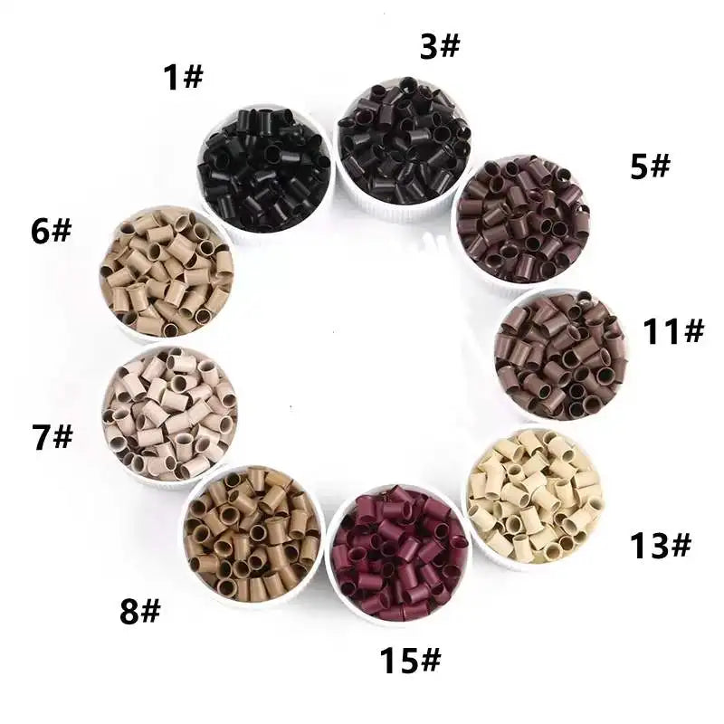 6mm Long Flared Tube Copper Locks Hair Extension Long Tubes Microlinks for I Tip Feather Hair Extensions