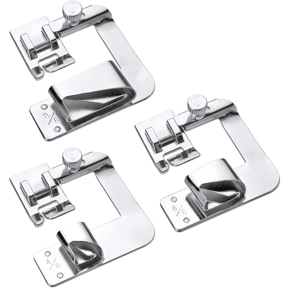 3 Sizes Wide Rolled Hem Pressure Foot Set Low Shank Sewing Machine Presser Hemmer Foot Essential Sewing Supplies