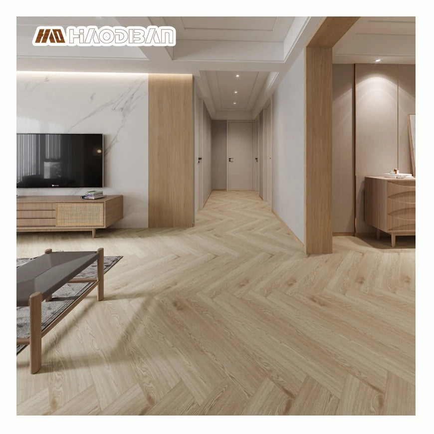 Modern Waterproof Wood Herringbone Design PVC Click Dryback Luxury Vinyl Plank LVT SPC Flooring