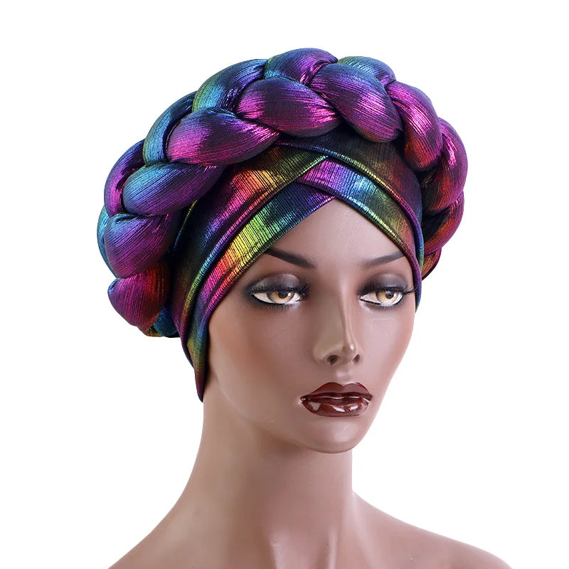 New Arrival Big Braid Headwraps African Style Turban for Women Polyester Twist Luxury Headscarfs