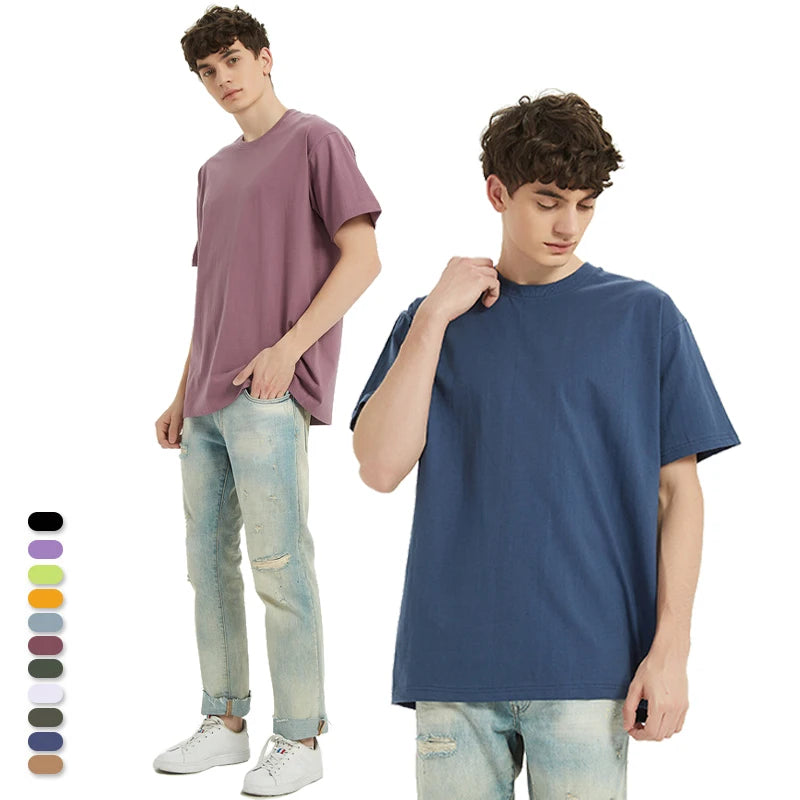 Men's Blank Cotton Tshirt Oversized Drop Shoulder High Quality 250gsm 100% Cotton Custom Logo Print T Shirts