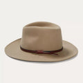 Custom 100% Australian Wool Felt Fedora Hat PU Leather Belt Brand Logo Label for Outdoor Casual Wear blank cowboy Trilby Outback