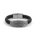 Viking Souvenir Gift Norse Myth Theme Jewelry Wholesale Microfiber Leather Wristband Stainless Steel Vegvisir Bracelet Jewelry