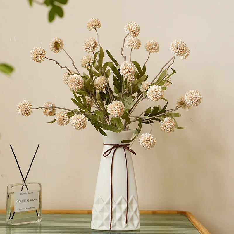Mini Table Tennis Chrysanthemum Silk Flower Simulated 5-Head Dandelion Wedding Living Room Decoration Autumn Color Artificial