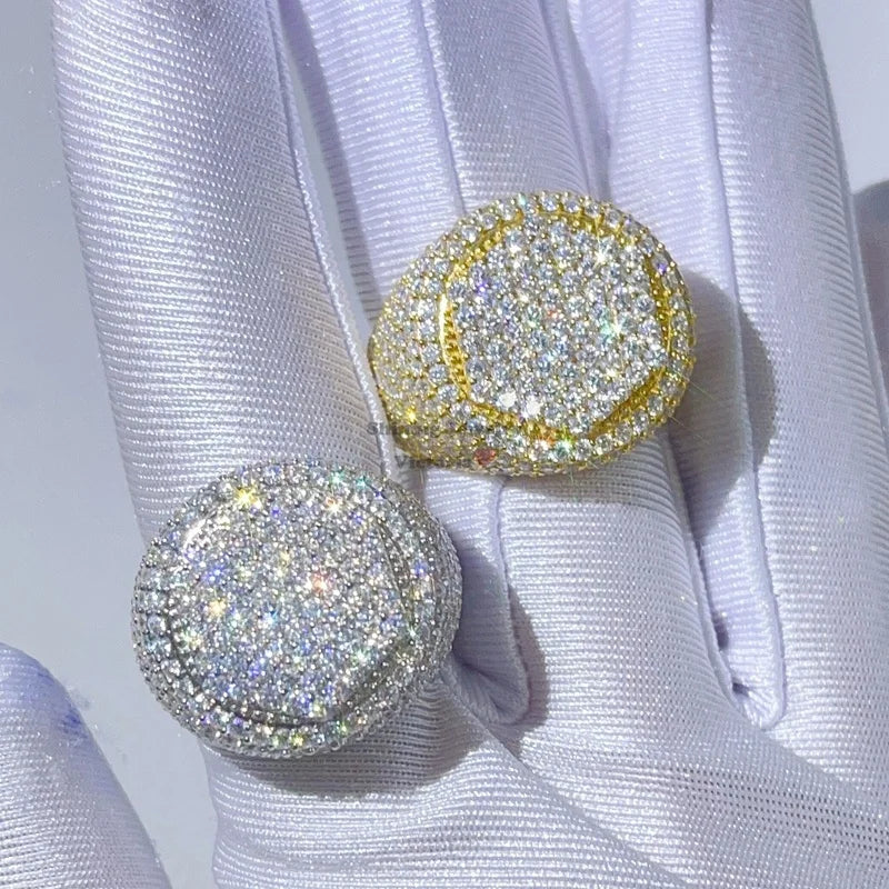 GRA Certificated Pass Diamond Tester  Sterling Silver White Gold VVS Moissanite Iced Out Ring HipHop