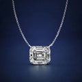925 Sterling Silver Emerald Cut 14x16mm Diamond Cubic Zirconia CZ Pendant Necklace