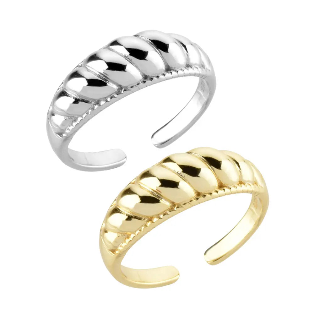 FUAMAY Fashion Finger Twist 925 Sterling Silver Unisex Rings Adjustable Croissant Ring