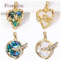18K Gold Plated Abalone Shell Pattern Round/Heart Charms DIY Jewelry Making Supplies Dragonfly Pendant Necklace Zircon Main